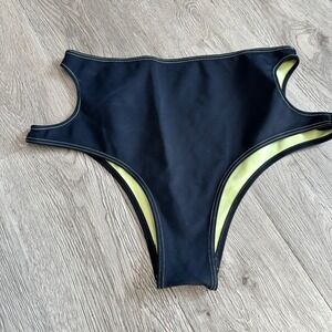 Victoria Secret High Waist Bikini Bottoms M M‎ Black Neon Lime Swim